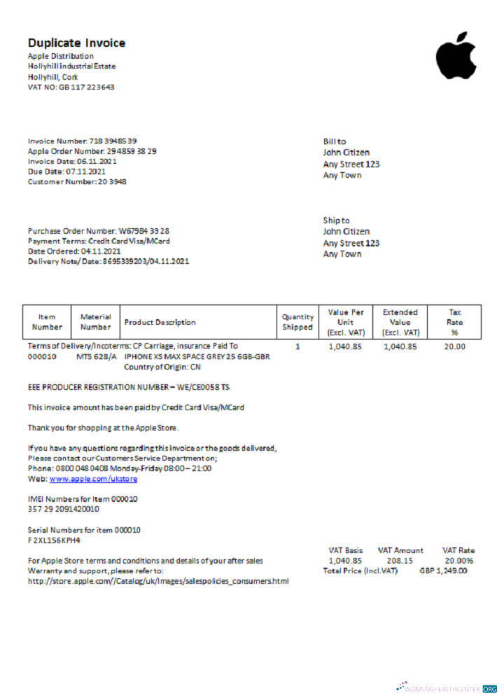 Download USA Apple invoice Photoshop template